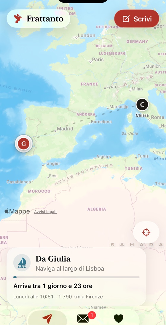 Il corriere in viaggio sulla mappa